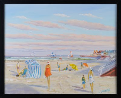 Guy FONTAINE (1951-) "La plage de Trouville, belle journée" …