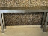 stainless steel console table with granite top