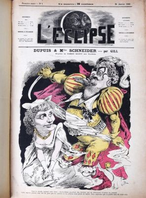 un vieux livre sur lequel figure l'image d'un homme et d'une femme