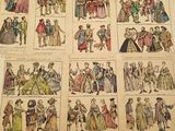 an old book with a bunch of pictures of people dressed in different outfits
