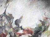 painting of a painting of a landscape with trees and bushes