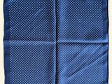 une pochette bleue à pois blancs