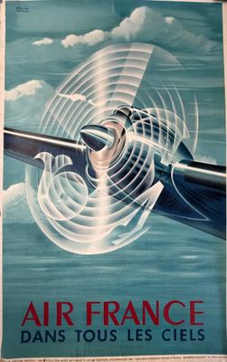Air France - Dantouus les Cels - Affiche vintage de voyage en avion