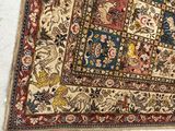 an image of a rug on the floor with a cat laying on it
