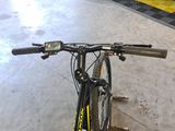 a bicycle that is parked in a garage