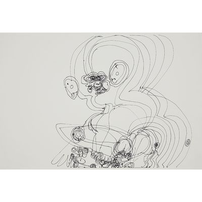 an image of a drawing of a woman sitting on a motorcycle