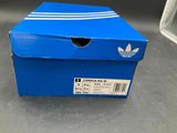 brand new adidas shoes in blue box with white stripes