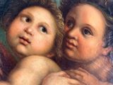 an image of a painting of two children holding each other