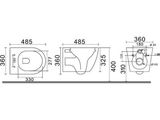 a drawing of a bathroom with a toilet, bidet and bidet