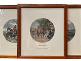 two framed pictures of a man riding a horse and a woman riding a horse