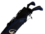 a black and blue bag with a golf club in it