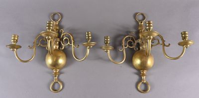 paire d'appliques murales anciennes en laiton