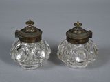 pair of antique cut glass salt and pepper shakers