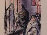 an illustration of a painting of a nun and a nun in a church
