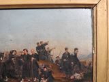 painting of a painting of a group of men standing on a hill