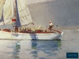 a painting of a sailboat in the water