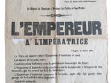 journal sur lequel figure une image en noir et blanc d'un journal portant les mots « l'empereur à l'impératrice »