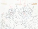 drawing of a drawing of a man and a woman in armor
