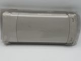 a plastic container that has a silver object inside of it
