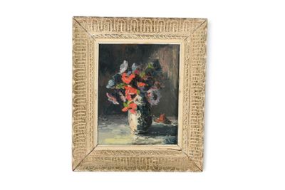 une peinture de fleurs dans un vase sur une table