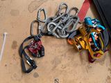 a person standing on the floor next to a bunch of tools