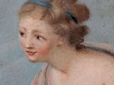 painting of a young girl holding a tennis racquet in her right hand