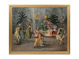 an oil painting of a group of women dancing in a room