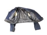 a black leather jacket on a white background