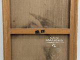 an old picture of a wooden frame with some writing on it
