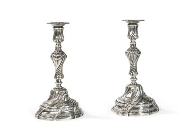 pair of antique silver candlesticks