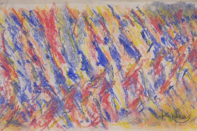 une image représentant un dessin composé de lignes colorées sur une feuille de papier