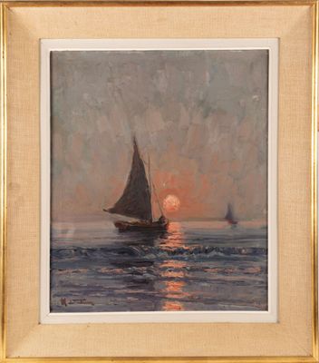 an image of a painting of a sailboat in the ocean