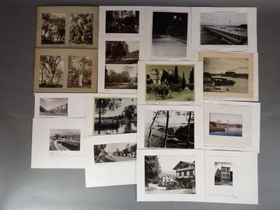 many pictures of a bunch of old photos on the wall