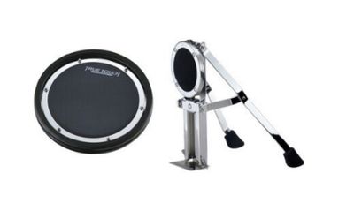 a close up of a drum kit with a microphone on a white background
