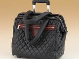 an image of a black quilted bag with a handle