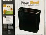 the box of the fellow powershred paper shredder is open