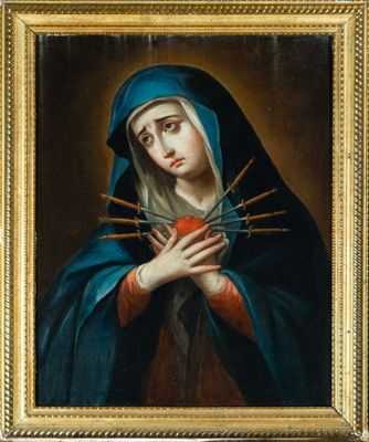 un tableau représentant une femme tenant une pomme dans ses mains
