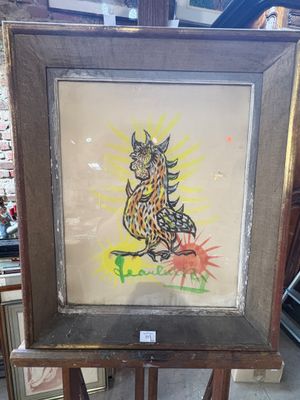 an image of a painting of a horse on a easel