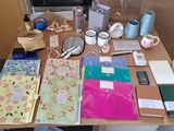 a table with a lot of items on it