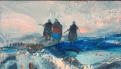 un tableau représentant deux personnes à bord d'une calèche