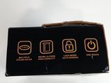 a box with three different items in it on a white surface