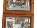 deux photos encadrées représentant des personnes assises à une table