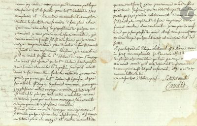 un vieux manuscrit comportant des inscriptions et l'image d'un oiseau