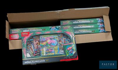 a box of pokemon cards and a box of other items