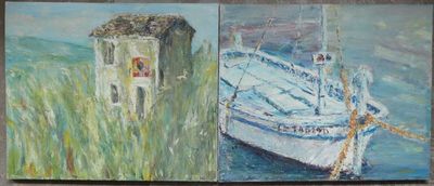 DELACOV, 5 huiles sur toile, 54x65cm, 46x55cm et 33x55cm