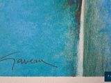 an image of a picture of a painting of a person on a surfboard