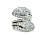 an image of a white gold and diamond ring with two pear shaped diamonds