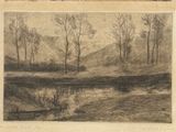 quatre vues différentes d'un paysage avec des arbres et une rivière