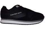 men ' s black sneakers with a logo on the side
