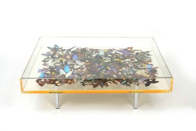 Table basse de forme rectangulaire en plexiglas, le plateau …